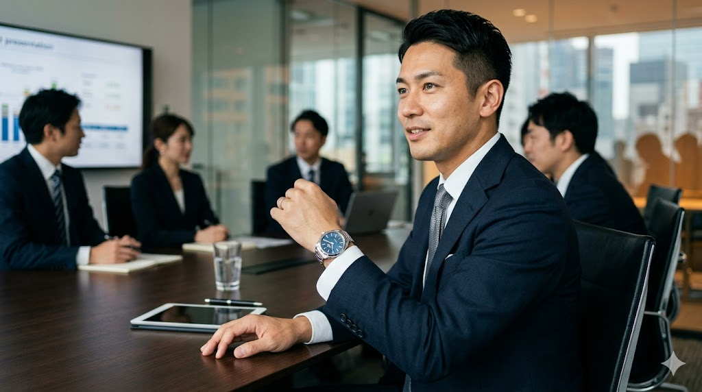 オメガはビジネスシーンでも恥ずかしくないを表すイメージ画像